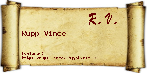 Rupp Vince névjegykártya
